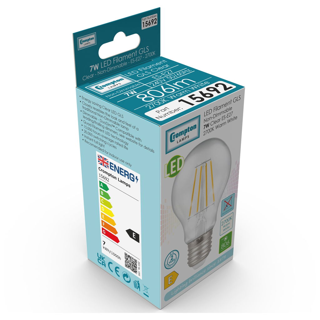 15692-product-net - LED GLS Filament Clear • 7W • 2700K • ES-E27